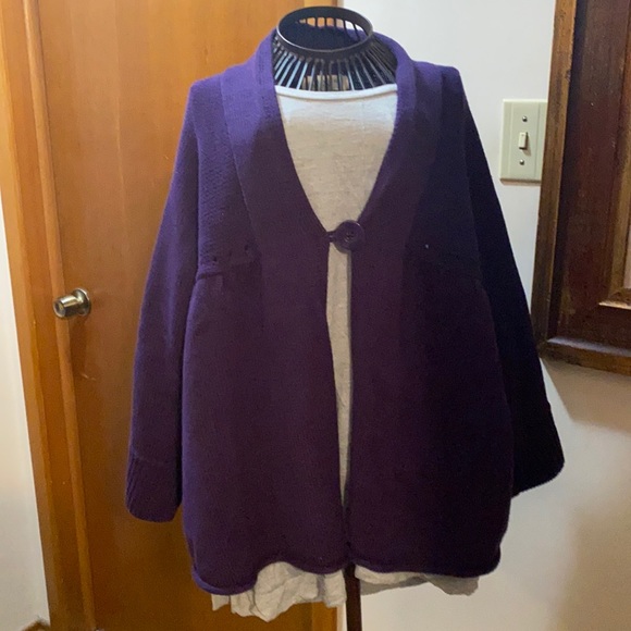 Purple Button Front Cardigan - Picture 2 of 5